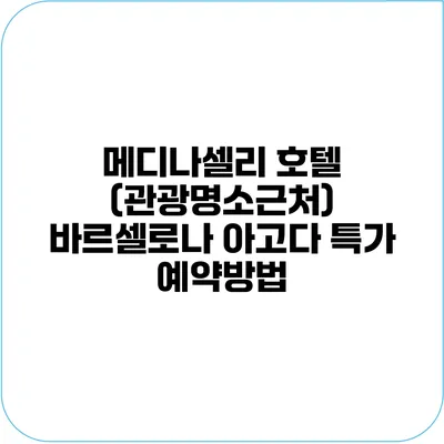 메디나셀리 호텔 (관광명소근처) 바르셀로나 아고다 특가 예약방법