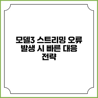 모델3 스트리밍 오류 발생 시 빠른 대응 전략