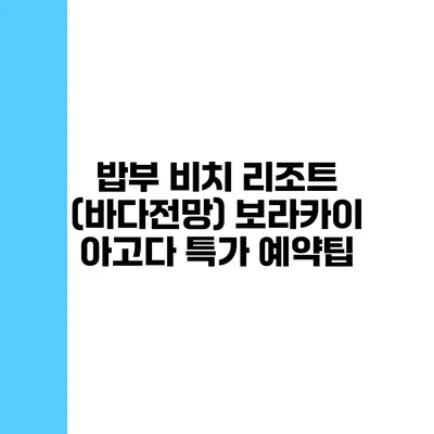 밥부 비치 리조트 (바다전망) 보라카이 아고다 특가 예약팁