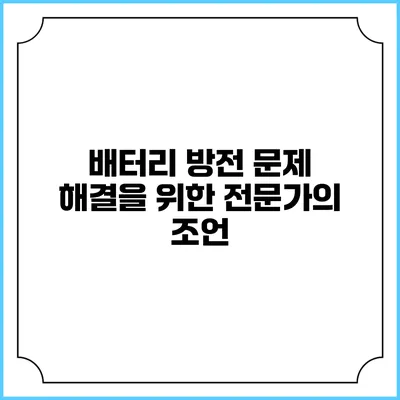 배터리 방전 문제 해결을 위한 전문가의 조언