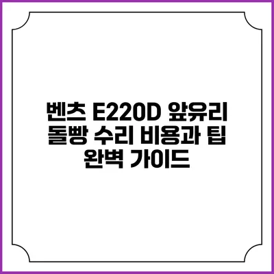 벤츠 E220D 앞유리 돌빵 수리 비용과 팁 완벽 가이드