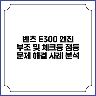벤츠 E300 엔진 부조 및 체크등 점등 문제 해결 사례 분석