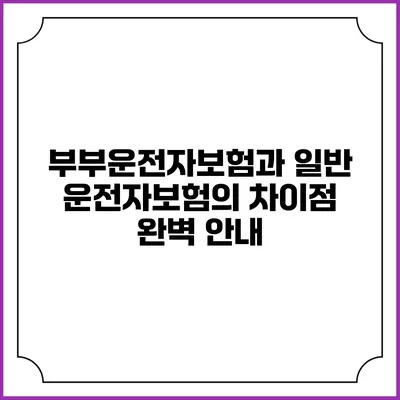 부부운전자보험과 일반 운전자보험의 차이점 완벽 안내