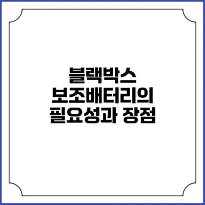 블랙박스 보조배터리의 필요성과 장점