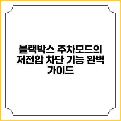 블랙박스 주차모드의 저전압 차단 기능 완벽 가이드