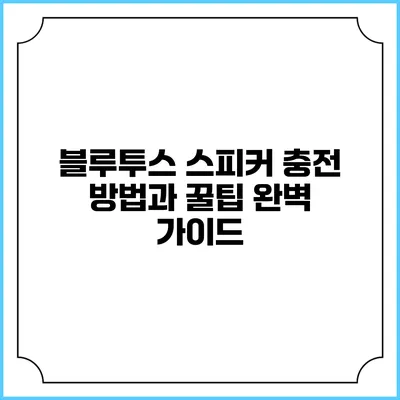 블루투스 스피커 충전 방법과 꿀팁 완벽 가이드