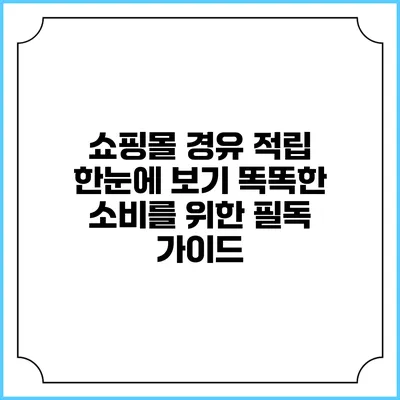 쇼핑몰 경유 적립 한눈에 보기: 똑똑한 소비를 위한 필독 가이드