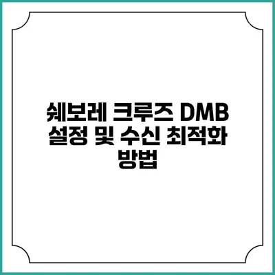 쉐보레 크루즈 DMB 설정 및 수신 최적화 방법