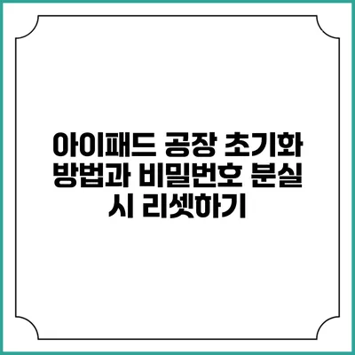 아이패드 공장 초기화 방법과 비밀번호 분실 시 리셋하기