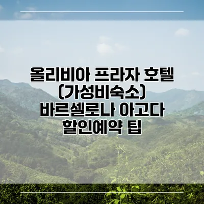 올리비아 프라자 호텔 (가성비숙소) 바르셀로나 아고다 할인예약 팁