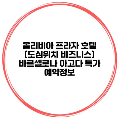 올리비아 프라자 호텔 (도심위치 비즈니스) 바르셀로나 아고다 특가 예약정보