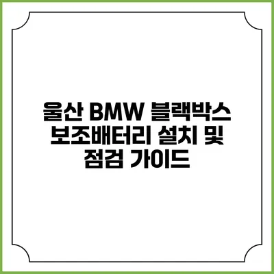 울산 BMW 블랙박스 보조배터리 설치 및 점검 가이드