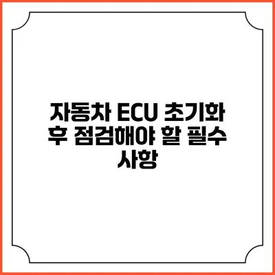 자동차 ECU 초기화 후 점검해야 할 필수 사항