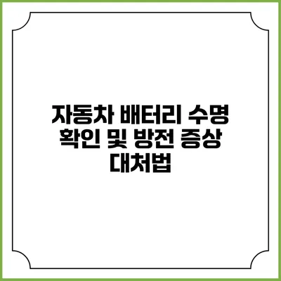 자동차 배터리 수명 확인 및 방전 증상 대처법