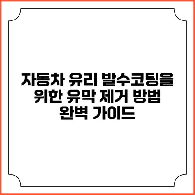 자동차 유리 발수코팅을 위한 유막 제거 방법 완벽 가이드