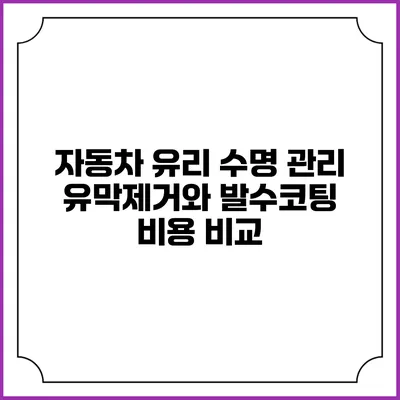 자동차 유리 수명 관리: 유막제거와 발수코팅 비용 비교