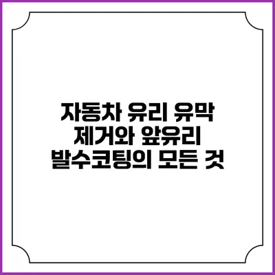 자동차 유리 유막 제거와 앞유리 발수코팅의 모든 것