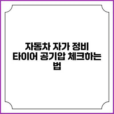 자동차 자가 정비: 타이어 공기압 체크하는 법