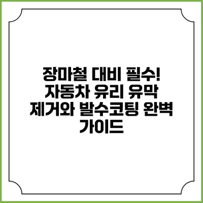 장마철 대비 필수! 자동차 유리 유막 제거와 발수코팅 완벽 가이드