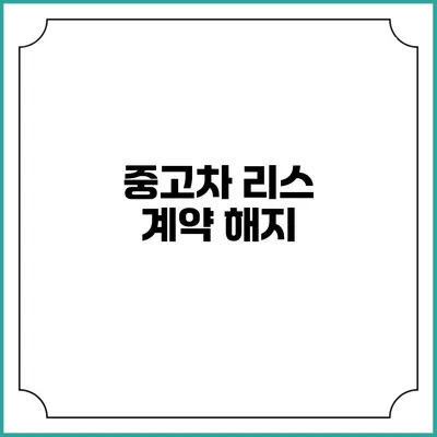 중고차 리스 계약 해지