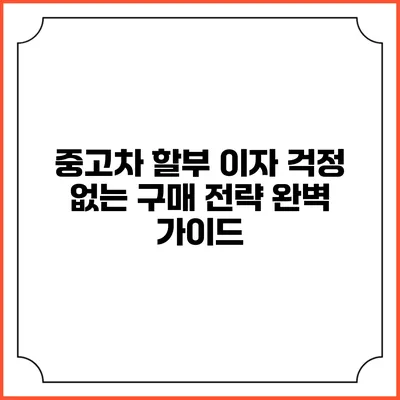 중고차 할부 이자 걱정 없는 구매 전략 완벽 가이드