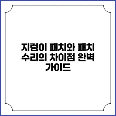 지렁이 패치와 패치 수리의 차이점 완벽 가이드