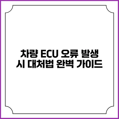 차량 ECU 오류 발생 시 대처법 완벽 가이드
