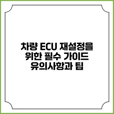 차량 ECU 재설정을 위한 필수 가이드: 유의사항과 팁