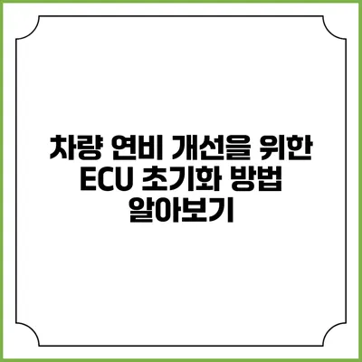 차량 연비 개선을 위한 ECU 초기화 방법 알아보기