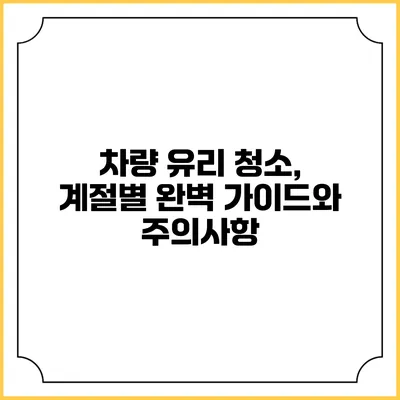 차량 유리 청소, 계절별 완벽 가이드와 주의사항