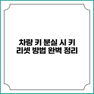 차량 키 분실 시 키 리셋 방법 완벽 정리