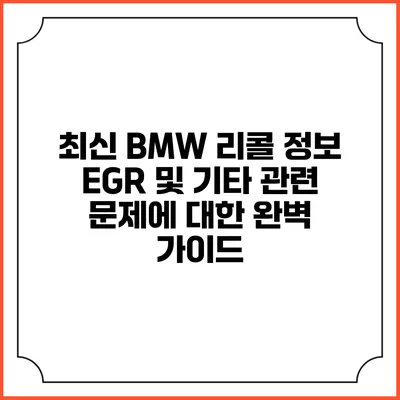 최신 BMW 리콜 정보: EGR 및 기타 관련 문제에 대한 완벽 가이드