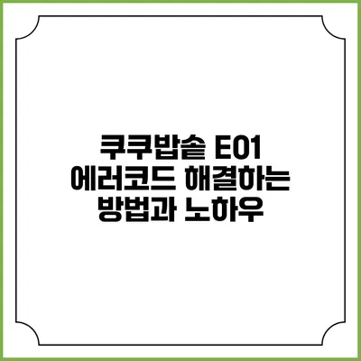 쿠쿠밥솥 E01 에러코드 해결하는 방법과 노하우
