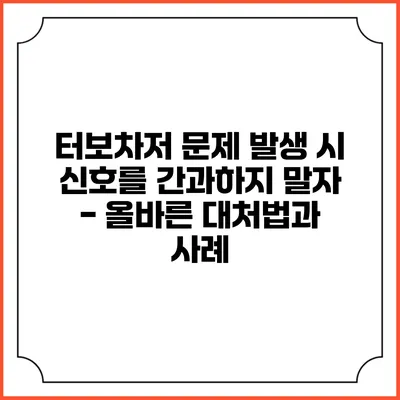 터보차저 문제 발생 시 신호를 간과하지 말자 - 올바른 대처법과 사례
