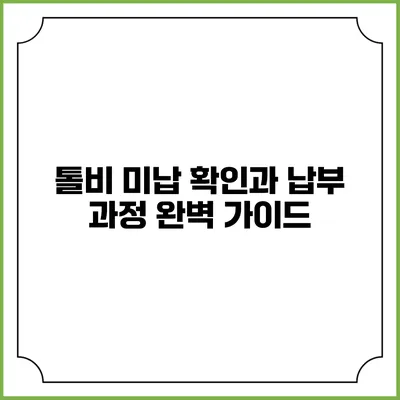 톨비 미납 확인과 납부 과정 완벽 가이드
