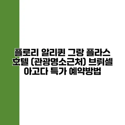 플로리 알리퀸 그랑 플라스 호텔 (관광명소근처) 브뤼셀 아고다 특가 예약방법