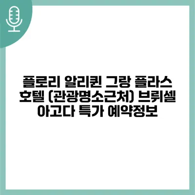 플로리 알리퀸 그랑 플라스 호텔 (관광명소근처) 브뤼셀 아고다 특가 예약정보