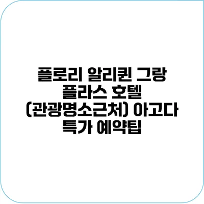 플로리 알리퀸 그랑 플라스 호텔 (관광명소근처) 아고다 특가 예약팁