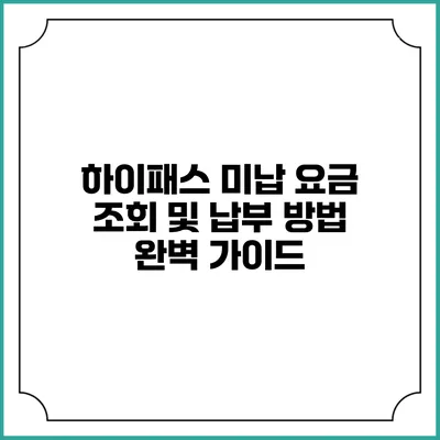 하이패스 미납 요금 조회 및 납부 방법 완벽 가이드