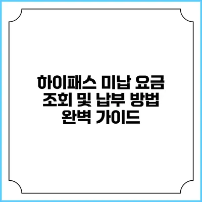 하이패스 미납 요금 조회 및 납부 방법 완벽 가이드