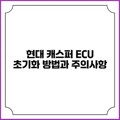 현대 캐스퍼 ECU 초기화 방법과 주의사항