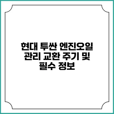 현대 투싼 엔진오일 관리: 교환 주기 및 필수 정보