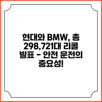 현대와 BMW, 총 298,721대 리콜 발표 - 안전 운전의 중요성!