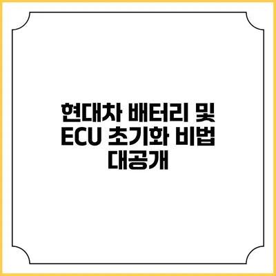현대차 배터리 및 ECU 초기화 비법 대공개