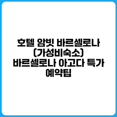 호텔 암빗 바르셀로나 (가성비숙소) 바르셀로나 아고다 특가 예약팁