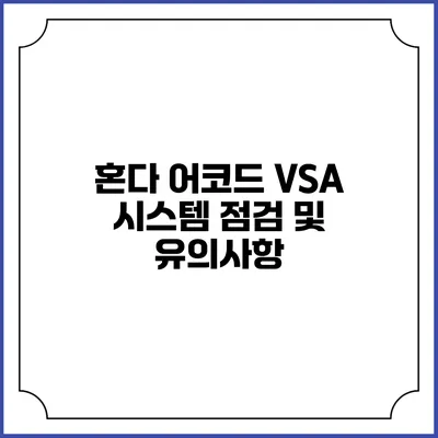 혼다 어코드 VSA 시스템 점검 및 유의사항