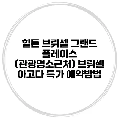 힐튼 브뤼셀 그랜드 플레이스 (관광명소근처) 브뤼셀 아고다 특가 예약방법
