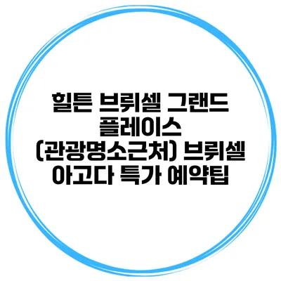 힐튼 브뤼셀 그랜드 플레이스 (관광명소근처) 브뤼셀 아고다 특가 예약팁