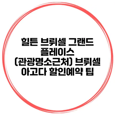 힐튼 브뤼셀 그랜드 플레이스 (관광명소근처) 브뤼셀 아고다 할인예약 팁