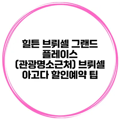 힐튼 브뤼셀 그랜드 플레이스 (관광명소근처) 브뤼셀 아고다 할인예약 팁